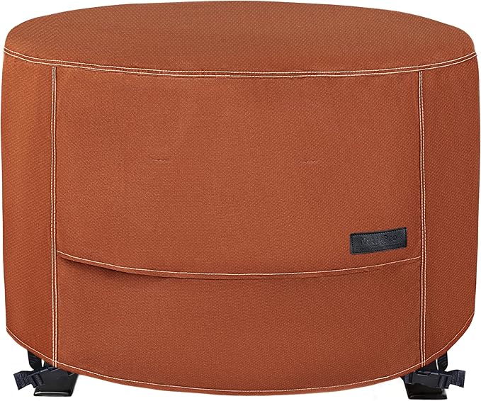 NettyPro Fire Pit Cover Round Waterproof Outdoor Firepit Cover for Gas Propane Fire Pit Table, 50 x 24 inch, Brown