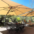 PURPLE LEAF 11' X 15' Rectangle Patio Umbrella Large Outdoor Aluminum Offset Umbrella with 360-degree Rotation Cantilever Umbrella for Garden Deck Backyard Pool Beige