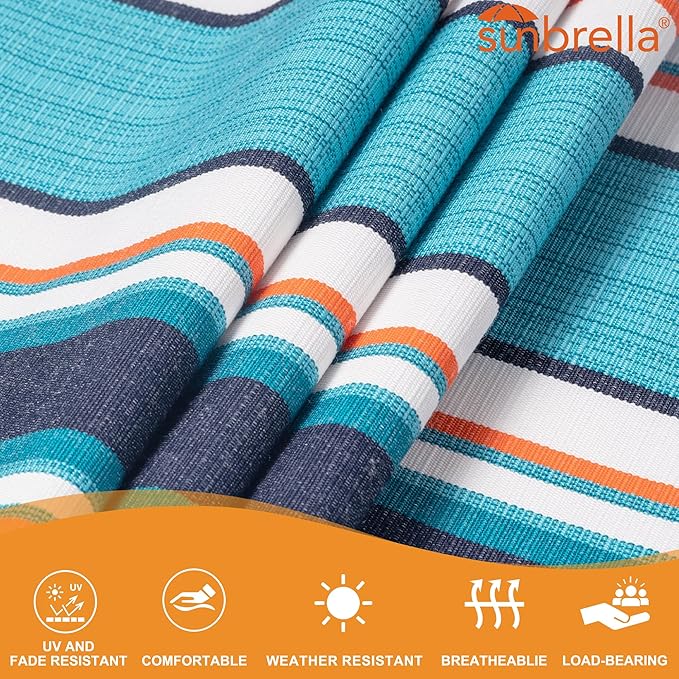 Lazy Daze Hammocks 12 FT Sunbrella Fabric Hammock not Fading with Spreader Bars and Free Pillow Fits for 2 Persons, All Weather and Fade Resistant for Patio Yard, 450 lbs Capacity, Token Surfside
