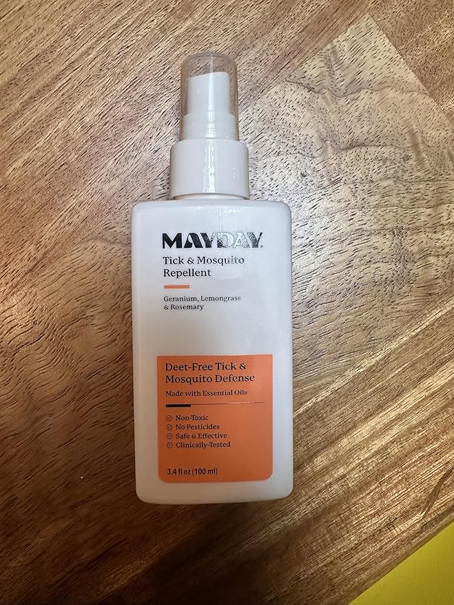 MAYDAY Tick & Mosquito Repellent – Deet-Free with Essential Oils – Geranium, Lemongrass & Rosemary – 3.4 oz (100 ml) – Mosquito and Tick Repellent