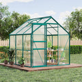 Garvee 6 x 6 FT Outdoor Greenhouse, Polycarbonate Greenhouses with Aluminum Frame, Sliding Door, Adjustable Roof Vent for Backyard, Green Houses for Outside Garden Backyard, Patio, Green