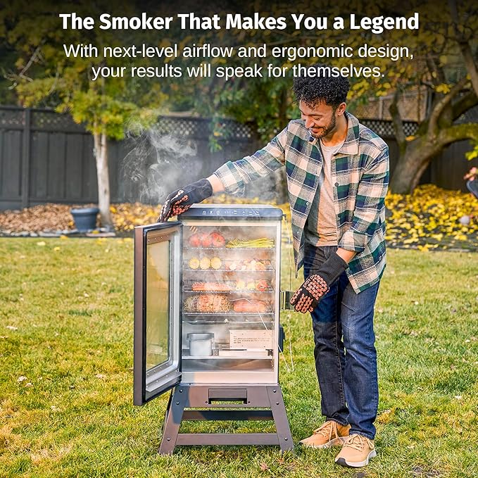EAST OAK Ridgewood Pro 30" Electric Smoker Built-in Meat Probe & Elevated Stand for Outdoors Up to 6× Longer Smokes, Adjustable Side Chip Loader Smoke More with 725 sq in Cooking Area