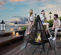 Kingson Pyramid Fire Pit, Heavy-Duty Steel Smokeless Wood Burning Fire Bowl for Outdoor Patio Garden Backyard, Bohemian & Meditation Decor