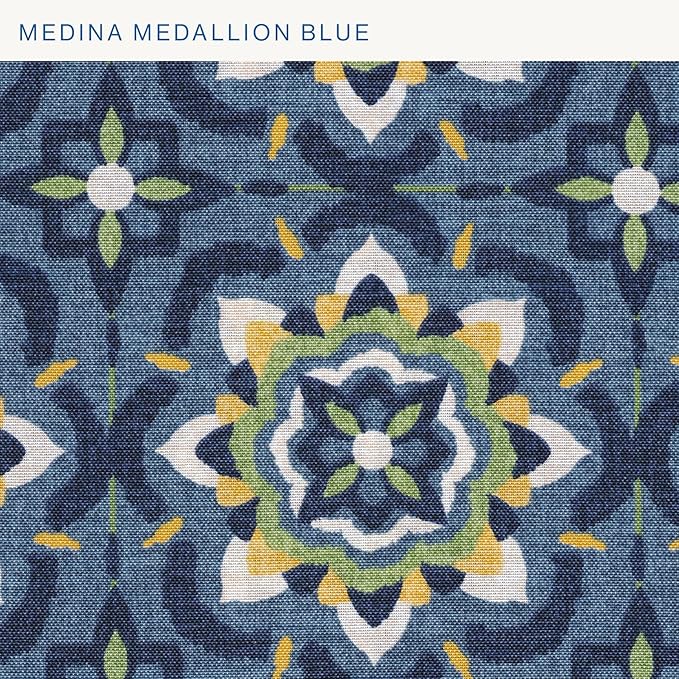 Honeycomb Outdoor Essentials Chaise Lounge, 21 x 70, Medina Medallion Blue Chair Cushion for Patio Furniture