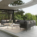 9 Piece Modern Outdoor Rope Wicker Sectional Patio L-Shaped Conversation Sofa Set Deep Seating with Thick Cushions
