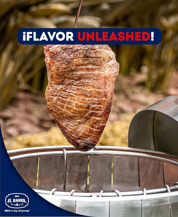 EL BARRIL 30lbs Grill & Smoker Barrel, Stainless Steel Charcoal Smoker Grill – Portable Outdoor Smokers with Grilling Accessories