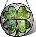 AMDERVEN Stained Glass Window Hanging - St. Patrick's Day Green Irish Themed Gifts Sun Catcher Door Home Clover Decor Suncatcher Christmas Mother's Day Birthday Gifts for Women Men Mom Nana 9.8 in