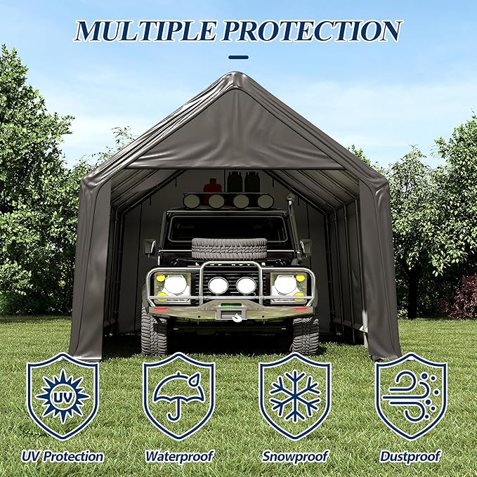 COVERONICS 13x20 FT Carpot, Portable Garage,Carport Canopy with Galvanized Steel Metal Frame & Vents, Outdoor Storage Shed for Car, Truck, Boat, Patio Furniture Anti-Snow Waterproof