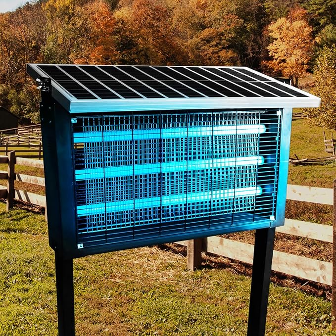 Powerful Super Large Solar Bug Zapper Outdoor for 8000 sq.ft, Poartable Rechargeable Mosquito Zapper with High Powered, Cordless Solar Zapper for Patio Garden Backyard RV Camping with 30W Solar Panel