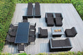 20 Piece Outdoor Patio Furniture Black Wicker Conversation Set with Fully Assembled Sectional and 42-inch Propane Gas Fire Table