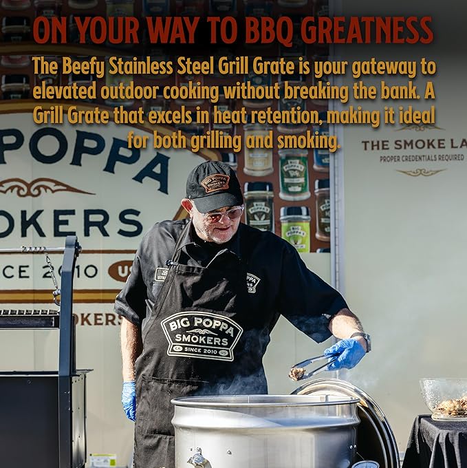 Big Poppa's Beefy Stainless Steel Grill Grate (21.5”) – Fits 55 Gallon Drum and Big Poppa's Drum Smoker Kit – Heavy-Duty Round Grill Grate Upgrade for Custom BBQ Setups