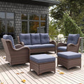 LayinSun 6 Pieces Outdoor Patio Furniture Set, Rattan Wicker Sectional Swivel Rocker Chairs Sets with Ottomans, Swivel Glider Chairs, and Coffee Table