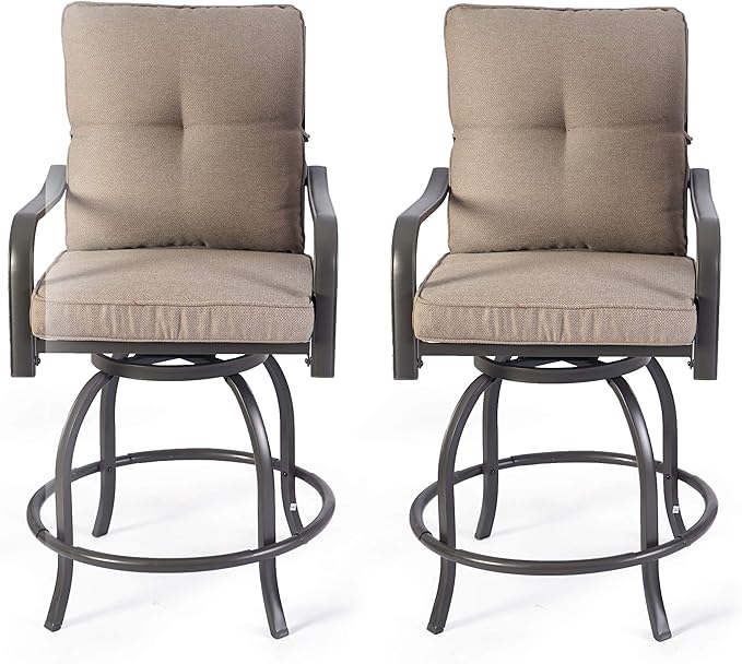 Kozyard Isabella High Swivel Bar Stools/Chair Set for Home Patio, Back Yard, Cafes, Bistro, Restaurants and Chic Bars (Beige)
