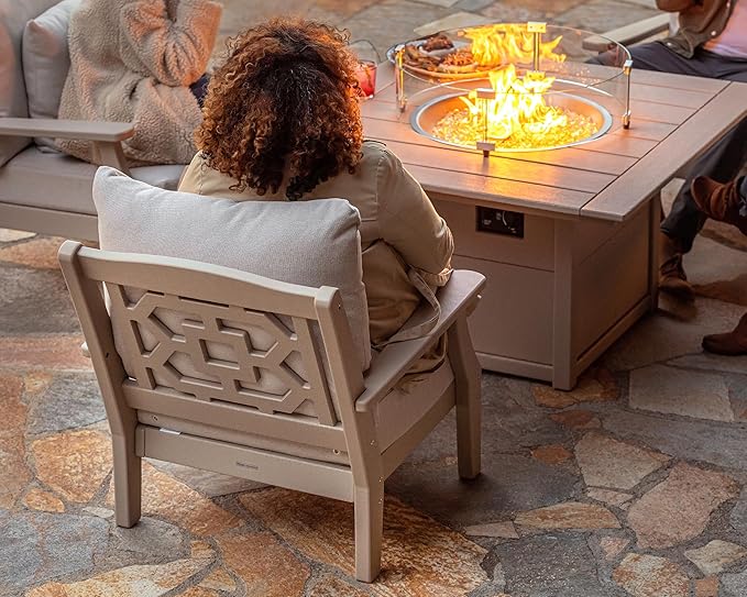 POLYWOOD® Square 42" Fire Pit Table (White)
