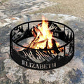 Personalized Fire Pit Ring Mountain Camper Weather Proof Custom Name 360 Degree Campfire Ring Stove Outdoor BBQs Backyard Camping Garden Decor Gifts Father Hiker Nature Lover