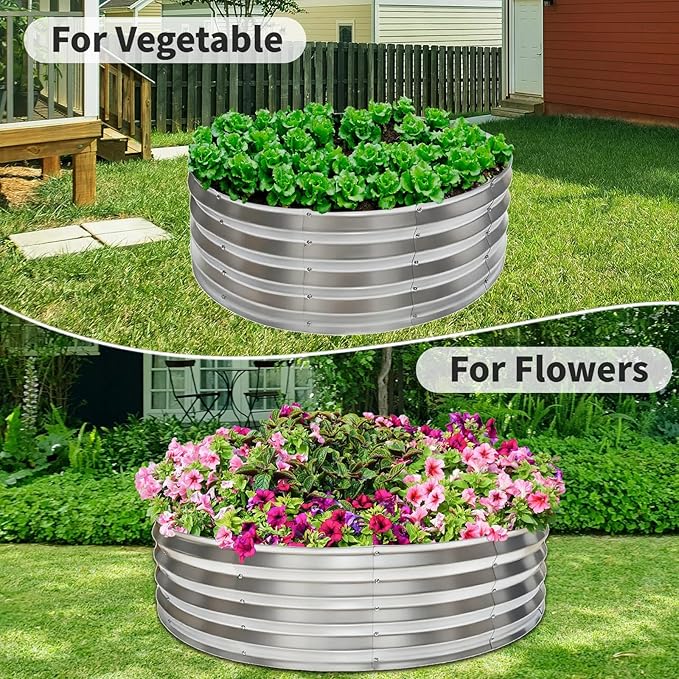 60 Inch Large Round Fire Pit Ring, Galvanized Steel Outdoor Bonfire Ring for Backyard & Camping, Sturdy, Rust-Proof & Easy to Install (5×5×1 FT)