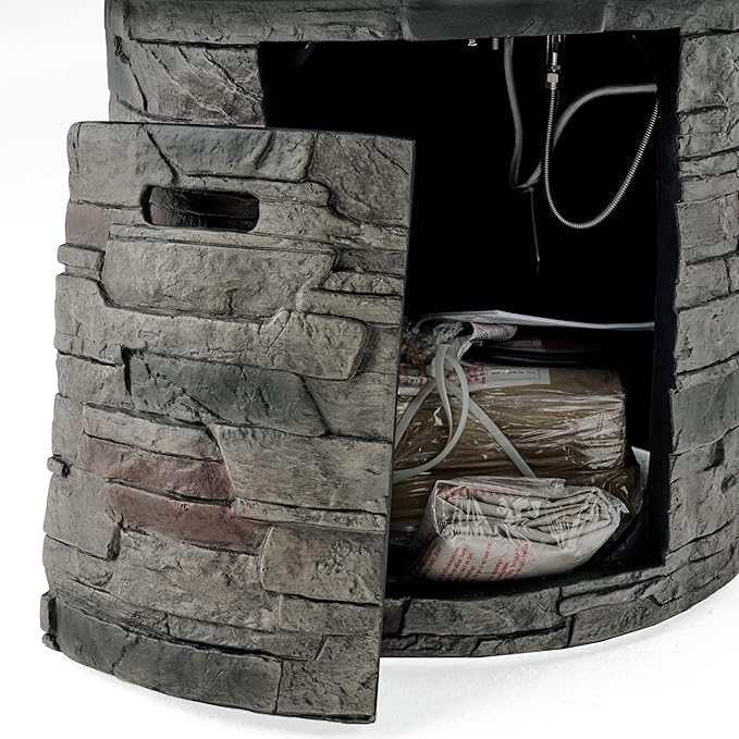 Propane Fire Pit Table, 31 Inch Firepits for Outside, Round Gas Fire Pit for Outside Patio, Propane Fire Table, 40000BTU, Stone Gray