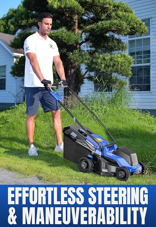 Wild Badger Power 40V 14″ Cordless Lawn Mower Brushless,2,368 sq ft/0.049 ac,1×4.0Ah Battery & Fast Charger, 5-Position Height,for Townhomes & Small Yards