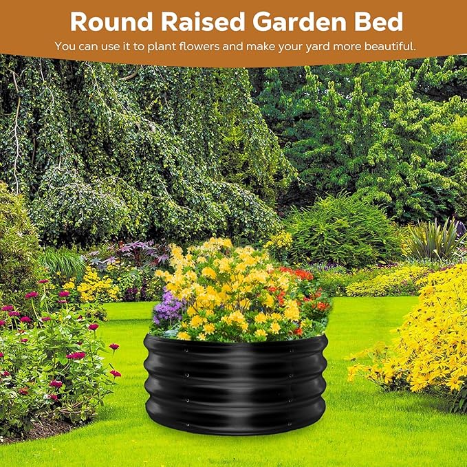 24 Inch Round Galvanized Fire Pit Ring, Round Galvanized Fire Ring, 2 Feet Diameter Round fire Pit, Outdoor fire Pit for Backyard, Camping, Bonfire, Black