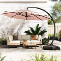 ENSTVER 11FT Cantilever Patio Umbrella With Base Included, Round Large Aluminum Outdoor Cantilever, Heavy Duty Offset Umbrella with 360°Rotation for Pool, Deck, Backyard, Garden(Pink)