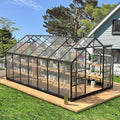 Greenhouses for Outdoors, 8x14.2 FT Polycarbonate Greenhouses with 2 Adjustable Roof Vent, Windproof, Walk-in Aluminum Frame Green Houses for Outside with Sliding Door, Garden (8x14.2FT)