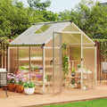 6 x 6 ft Greenhouse, Greenhouses for Outside, Polycarbonate Greenhouse with Aluminum Frame, Lockable Door and Ajustable Roof Vent for Backyard, Green Houses for Outside Garden Backyard, Patio