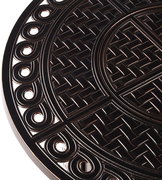 Aluminum 37,0000 BTU 34 in. Round Propane Black Fire Pit Table with Fire Beads, Lid, Propane Tank Cover and Table Fabric Covers in Copper Finish
