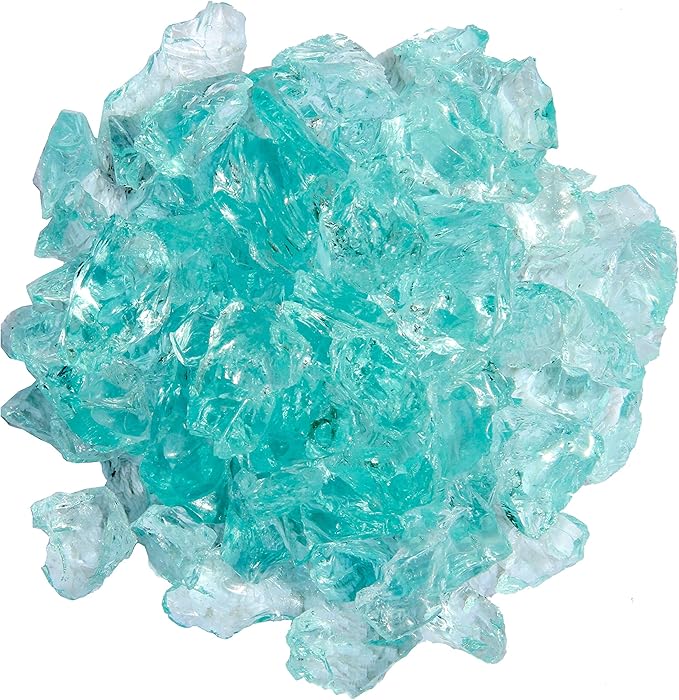 Hiland RGLASS-AQ Pit Fire Glass i n Aqua, Extreme Tempature Rating, Good for Propane or Natural Gas, 10 Pounds, 10 lb