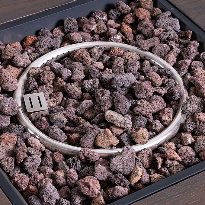 Outdoor Propane Fire Pit Table for Outside Patio, 32 Inch MGO Fire Pit Table, Square Gas Fire Pit for Garden, Poolside, Backyard, 40,000 BTU, Tank Inside, Dark Brown