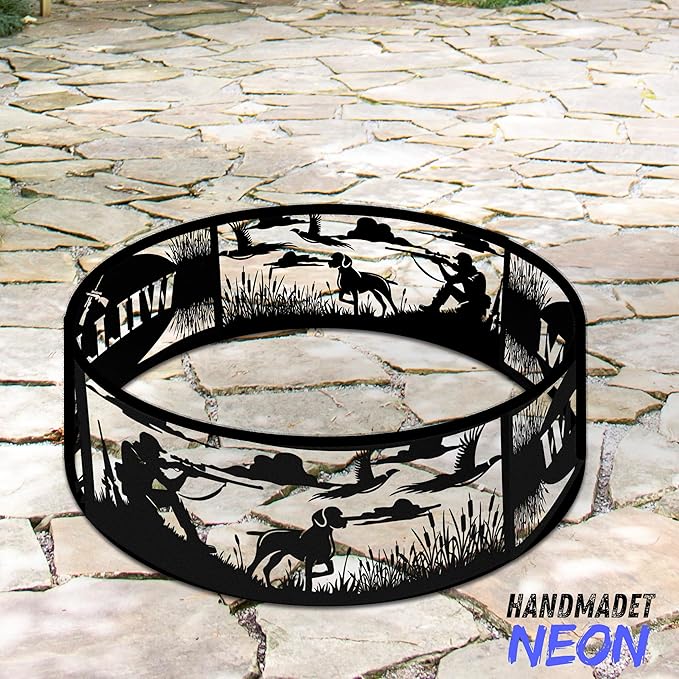 Personalized Bear Fire Pit Ring Wildlife Forest Stainless Steel Custom Name 360 Degree Campfire Ring Stove Outdoor BBQs Backyard Camping Garden Decor Gifts Father Nature Lover