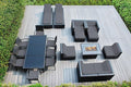 20 Piece Outdoor Patio Furniture Black Wicker Conversation Set with Fully Assembled Sectional and 42-inch Propane Gas Fire Table