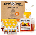 Super Ninja Fruit Fly Traps for Indoors - 12 Pack, Highly Effective Fruit Fly Catcher for Indoor Use for Home & Kitchen, Up to 3 Weeks of Performance per Bottle, Kid & Pet Friendly