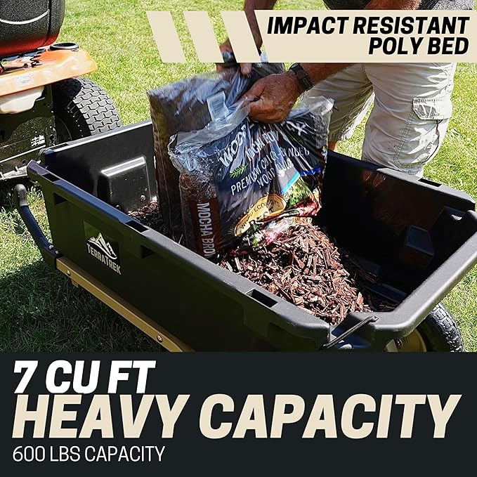 Heavy-Duty Garden Cart on Wheels – 7 Cu. Ft. 2-in-1 Utility Wagon & Wheelbarrow, Push or Tow Design, 600 lb. Capacity, All-Terrain Utility Cart with 13" Pneumatic Wheels
