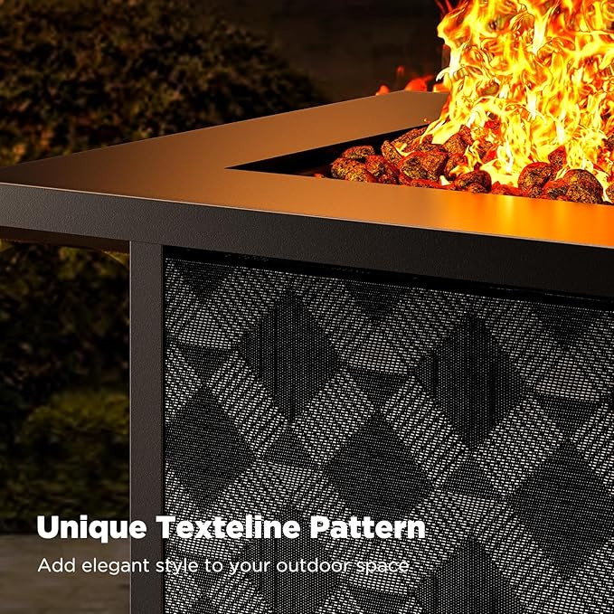 Ciays 32Inch Propane Fire Pit Table, 50,000 BTU Outdoor Gas Fire Pit Table CSA-Certified for Outside Patio with Removable Lid and Lava Rocks, Smoke-Free Burning, Parties, Backyard, Garden