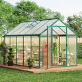 6x10 ft Greenhouse for Outdoors, Polycarbonate Greenhouse with Roof Vent, Ground Nails, Lockable Push Door, Aluminum Large Walk-in Green House for Outside Garden Backyard, Patio, Lawn, Green