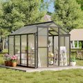 6x8 FT Greenhouse, Polycarbonate Walk-in Greenhouse for Outdoors with Roof Vent & Lockable Smooth-Gliding Sliding Door, Heavy-Duty Aluminum Green House for Garden, Backyard, Patio, Lawn, Dark Grey