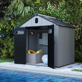 Domi 8x6Ft Resin Outdoor Storage Shed, Plastic Garden Shed with Carpet, Outside Weatherproof Storage Building for Tools, Bike, Lawn Mower, Patio, Backyard