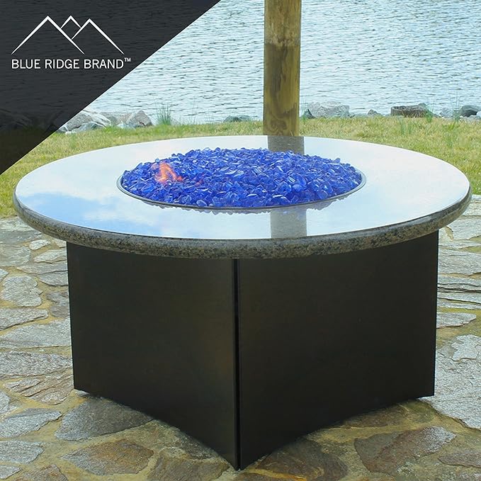 Sky Blue, Clear, Amber Fire Pit Glass - Fire Glass for Fire Pit - Firepit Glass Rock - Glass Stones - Fire Pit Glass Rocks - Gas & Propane Fire Pit & Fireplace Glass (50 Pound, Serenity)