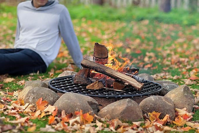 Walden Backyards Round Fire Pit Grate - High Temperature Heavy Duty Steel Above Ground Firegrate for Outdoor Pits and Campfire - 29.2”