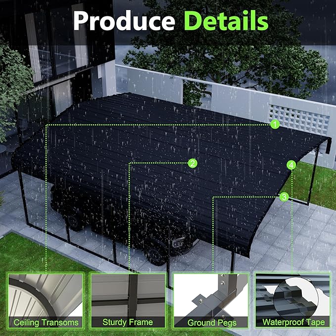Royal Windsor 20×20 FT Metal Carport Car Port for 2 Car, Multi-Use Heavy Duty Metal Garage Shed for Car, Outdoor Car Port Kit with Galvanized Steel Roof Building and Frame