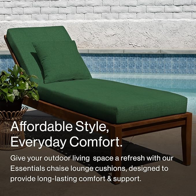 Honeycomb Outdoor Essentials Chaise Lounge, 21 x 70, Hampton Texture Hunter Chair Cushion for Patio Furniture