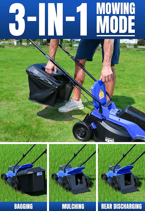 Wild Badger Power 40V 14″ Cordless Lawn Mower Brushless,2,368 sq ft/0.049 ac,1×4.0Ah Battery & Fast Charger, 5-Position Height,for Townhomes & Small Yards