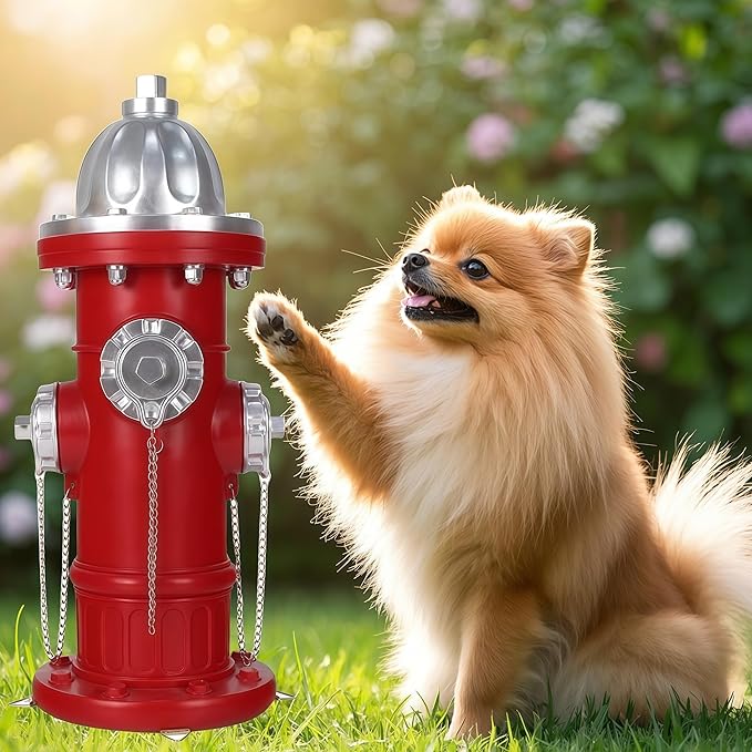 SHGYIBRISK Fire Hydrant for Dogs to Pee On: Dog Fire Hydrant Pee Post Outdoor - 17.5" Training Post Statue for Yard Garden (Red-Silver-Big)