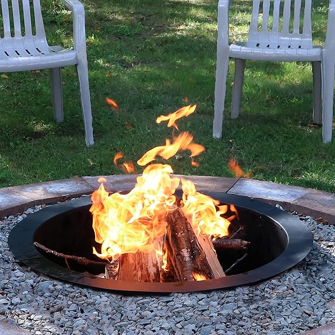 Sunnydaze Outdoor Fire Pit Ring - DIY Above or In-Ground Steel Fire Ring Insert - 42-Inch Outer/36-Inch Inner Diameter