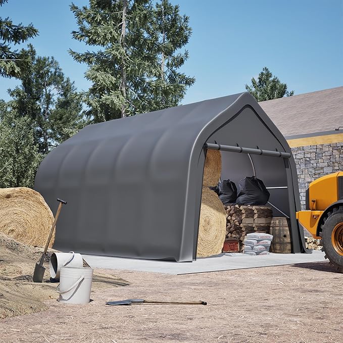 Anti-Snow 13x20 FT Carport,Grade Heavy Duty Portable Garage Canopy with Steel Frame & Vented Roof,Waterproof Outdoor Storage Shed W/Removable Double-Zipper Doors,for Vehicle, Boat,RV,Grey