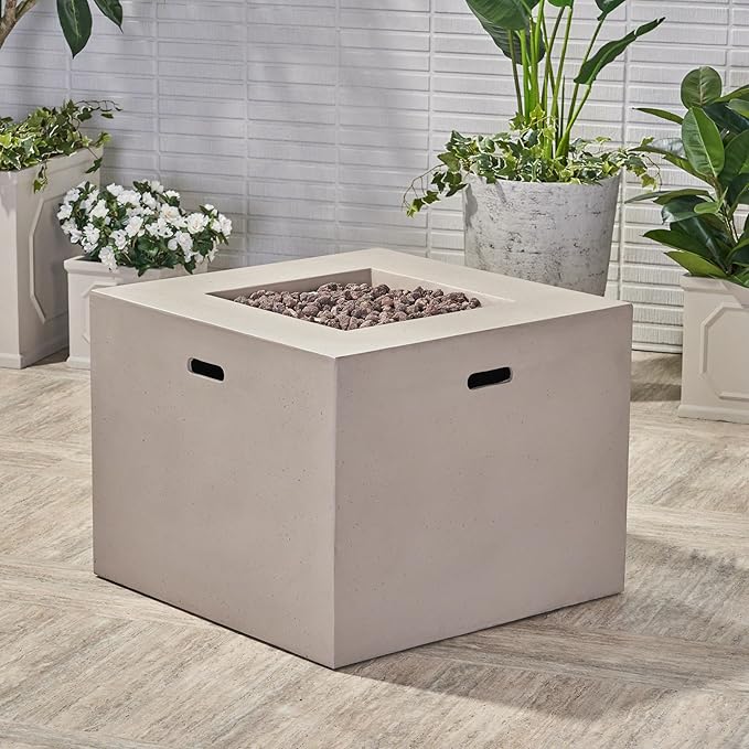 Propane Fire Pit Table, 31 Inch Firepits for Outside, Square Gas Fire Pit for Outside Patio, Propane Fire Table, 40000BTU, Light Gray