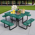 HIMcup 46" Square Picnic Table for Outside,Heavy Duty Metal Picnic Table Bench Set with 2in Umbrella Hole, 1600 lb Capacity,Commercial Dining Table Furniture for Garden Yard Patio Party Coffee Shop