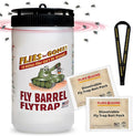 Flies Be Gone Outdoor Fly Trap Reusable – with 2 Dissolvable Fly Attractant Refill Packets & 1 Suspension Strap - Best Non-Toxic Catcher for Your patios, Home and Commercial Use
