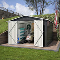Favfurish 10 x 10 FT Outdoor Storage Shed,Heavy Duty Tool Sheds Metal Storage Garden Shed with Sloped Roof and Lockable Doors,Large Metal Storage Sheds for Backyard Patio Lawn, Black