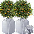 Tlswshsy 2PCS Plant Winter Protection Pot - 27.6" x 25.6" Flower Pot Protection Bag - Anti-Frost Winter Pot Plant Cover with Drawstring and Zipper for Winter Outdoor Fruit Trees Potted Plants Shrub